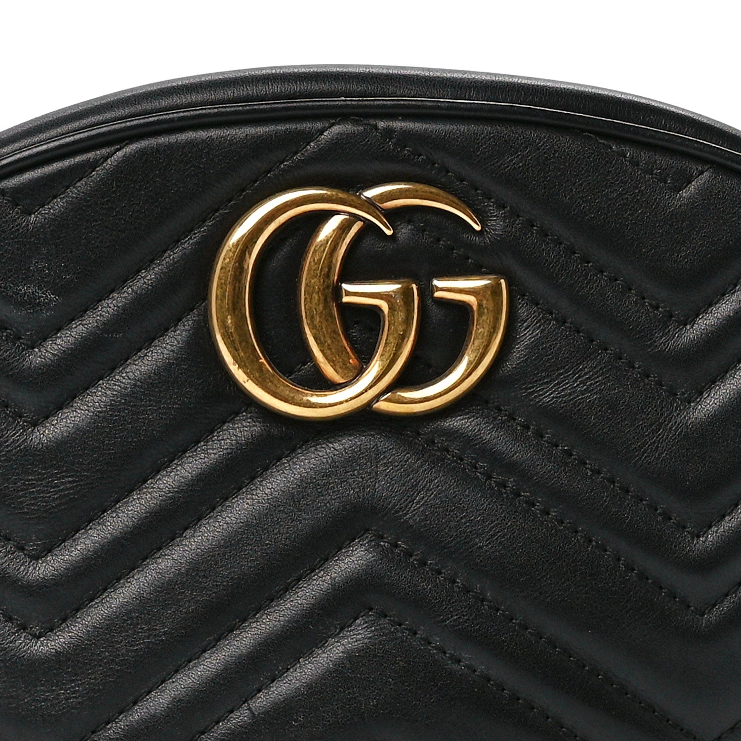 Gucci Calfskin Matelasse GG Marmont Belt Bag 85 34 Black 10 of 14