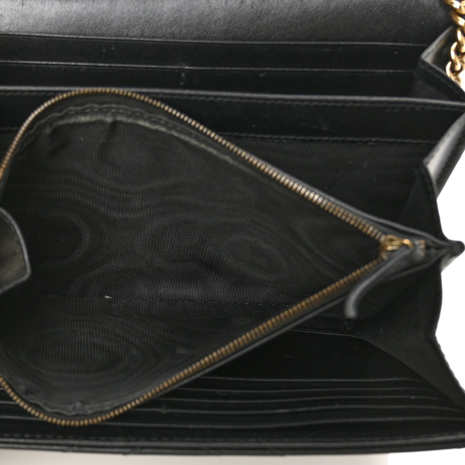 Gucci Calfskin Matelasse GG Marmont Chain Wallet Black 7 of 8