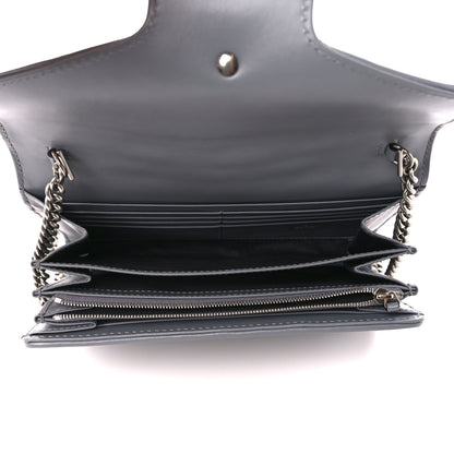 Gucci Calfskin Matelasse Aria GG Marmont Chain Wallet Deep Grey 5 of 10