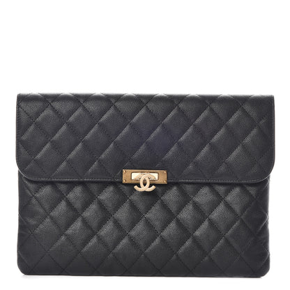 Chanel Caviar Quilted Medium Golden Class Pouch Black 1 of 12