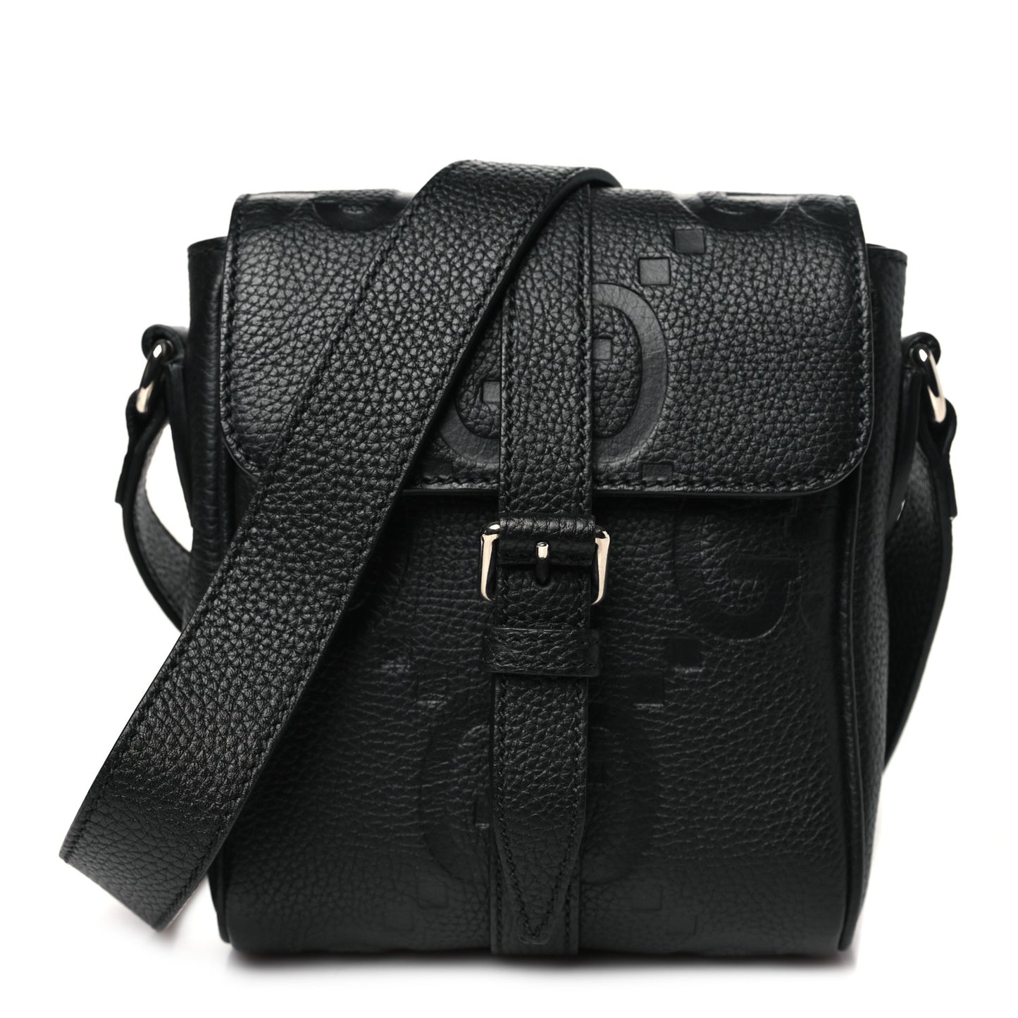 Piuma Calfskin Jumbo GG Embossed Small Messenger Bag Black
