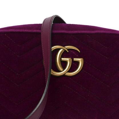 Gucci Velvet Matelasse Small GG Marmont Chain Shoulder Bag Fuchsia Violet Cyclamen 8 of 11