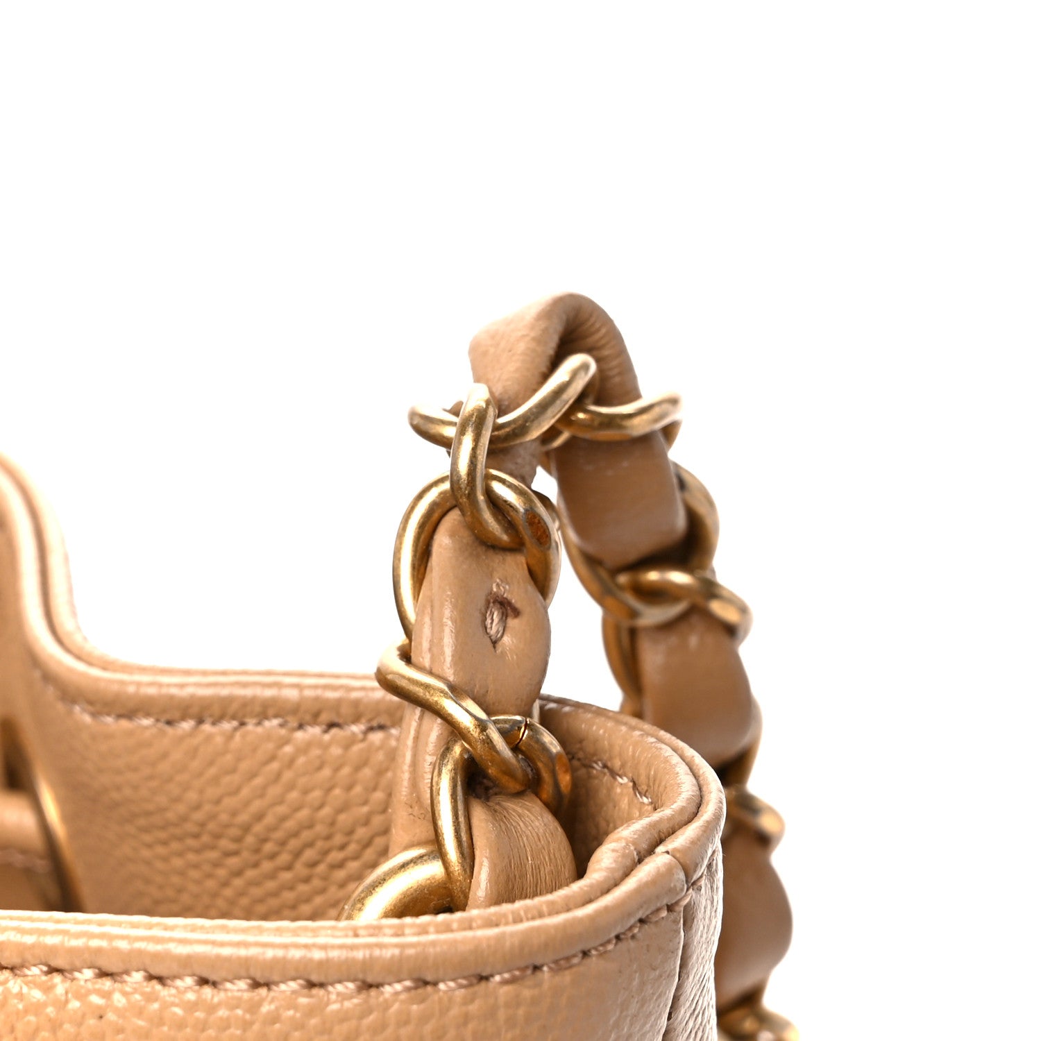 Chanel Caviar Deauville Drawstring Bucket Bag Beige 11 of 11