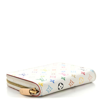Louis Vuitton Monogram Multicolor Zippy Coin Purse Wallet White Litchi 4 of 9