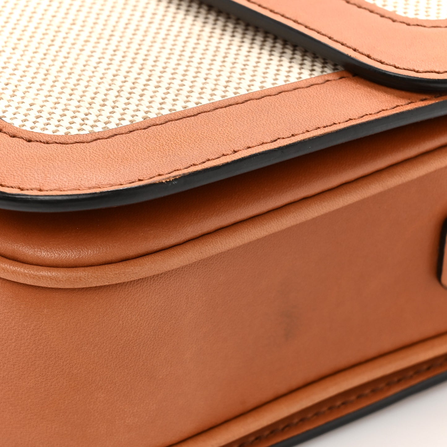 Canvas Calfskin Medium Classique Triomphe Bag White Tan