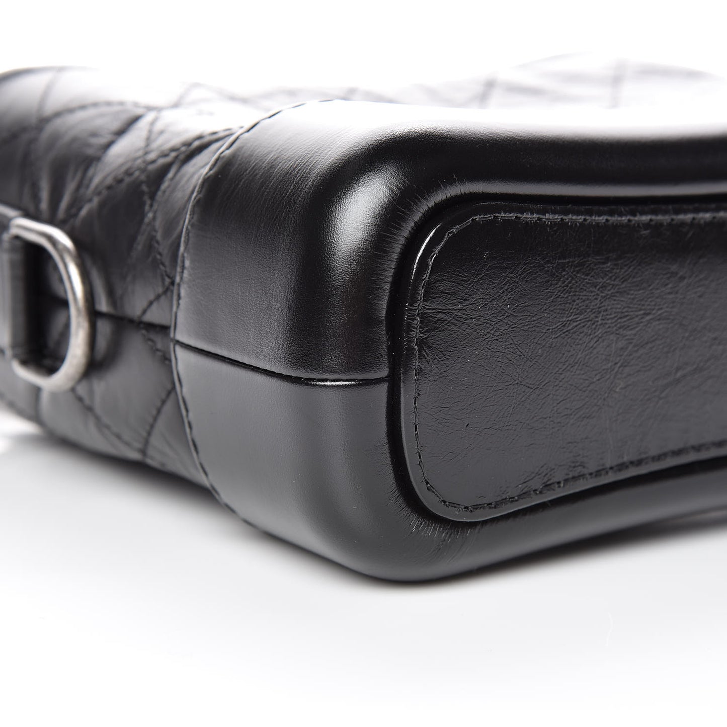 Aged Calfskin Quilted Small Gabrielle Hobo Black