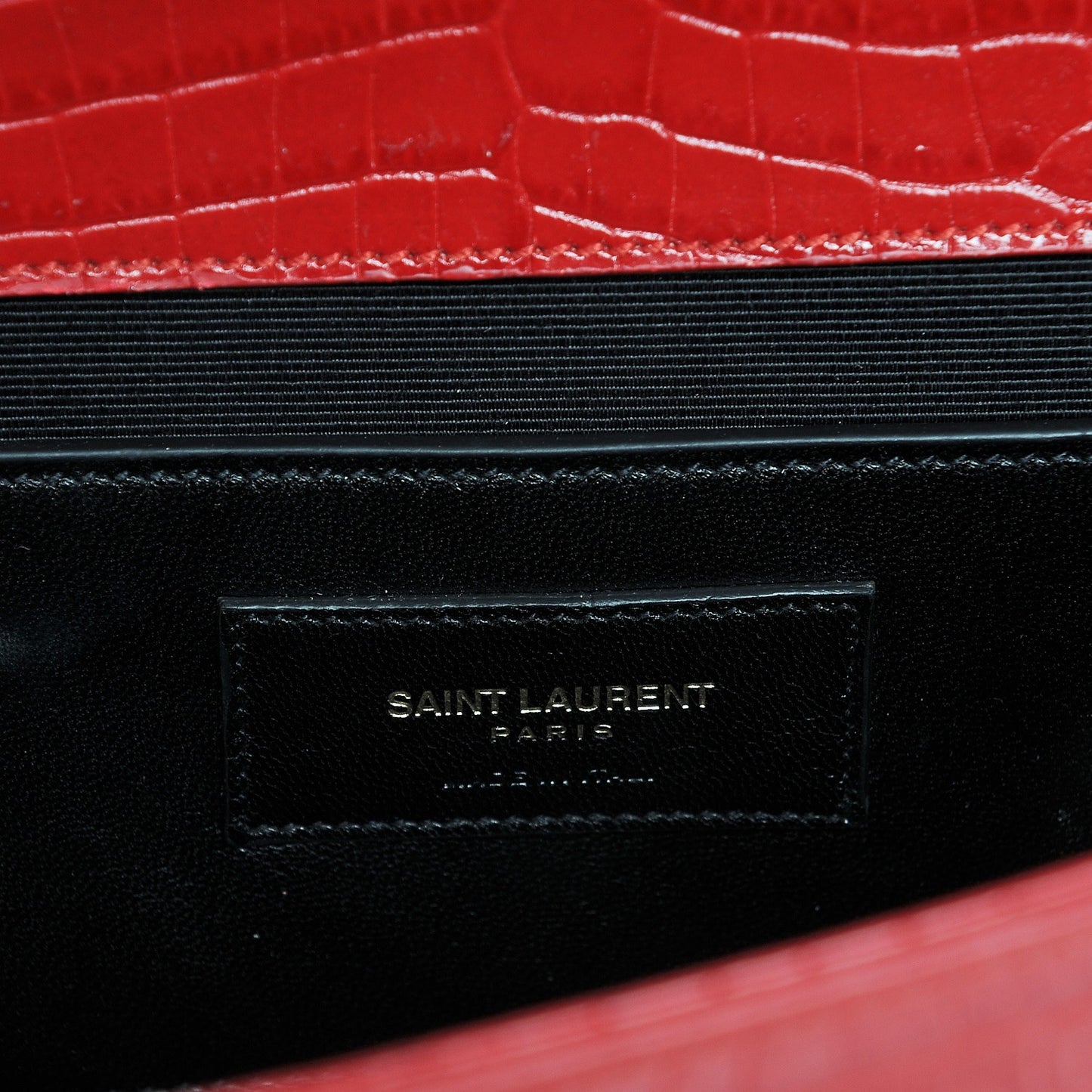 Calfskin Crocodile Embossed Medium Classic Monogram Kate Tassel Satchel New Red