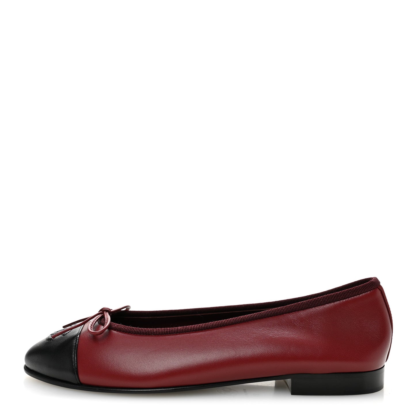 Lambskin Cap Toe CC Ballerina Flats 37 Burgundy Black