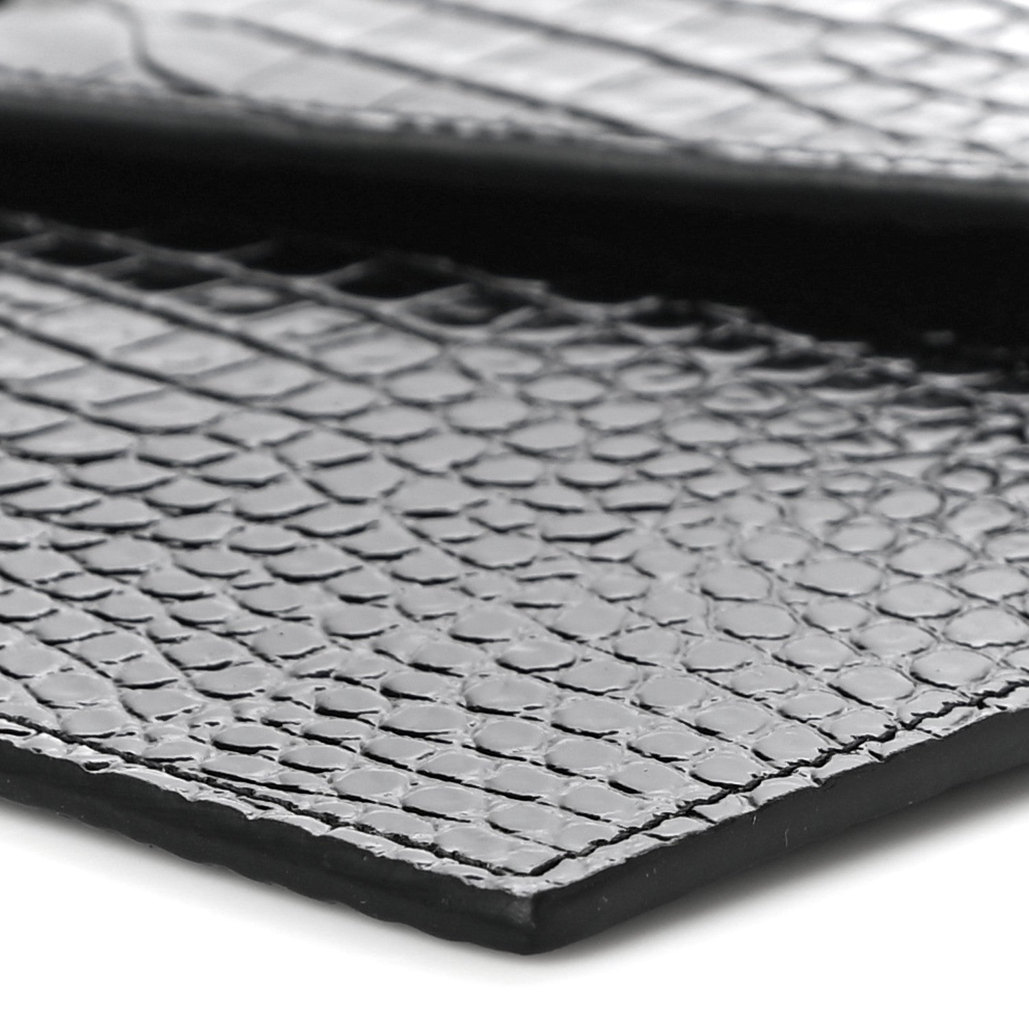Saint Laurent Calfskin Crocodile Embossed Uptown Monogram Clutch Black 9 of 10