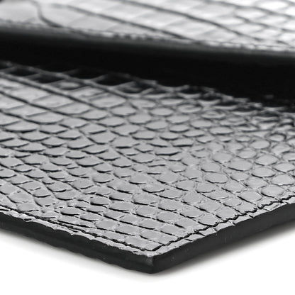 Saint Laurent Calfskin Crocodile Embossed Uptown Monogram Clutch Black 9 of 10