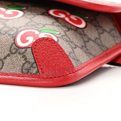Gucci GG Supreme Monogram Apple Interlocking G Belt Bag Beige Multicolor Lobster Red 11 of 12