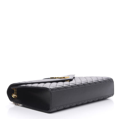 Saint Laurent Grain De Poudre Textured Mixed Matelasse Large Triquilt Monogram Satchel Black 4 of 9