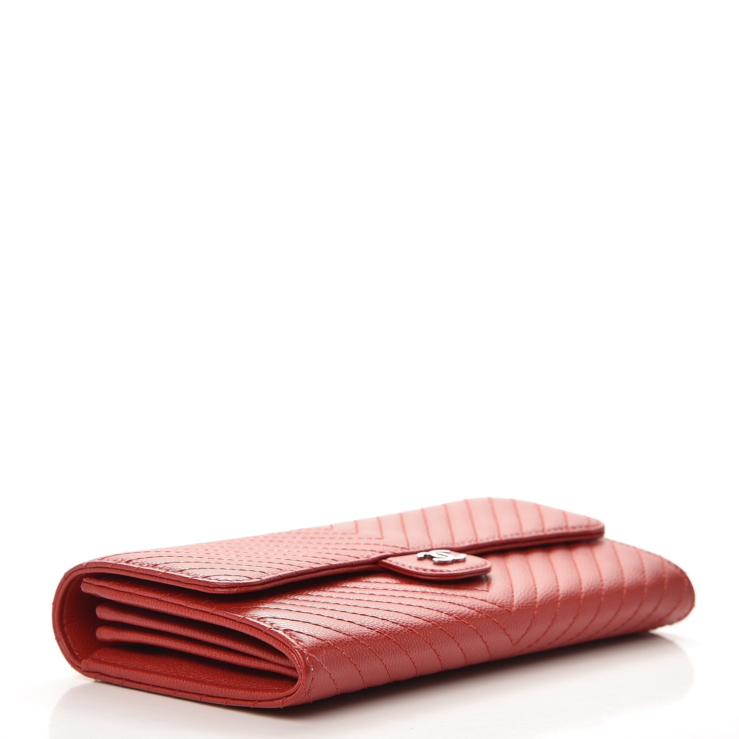 Chanel Caviar Chevron Quilted Large Flap Wallet Dark Red 4 of 9