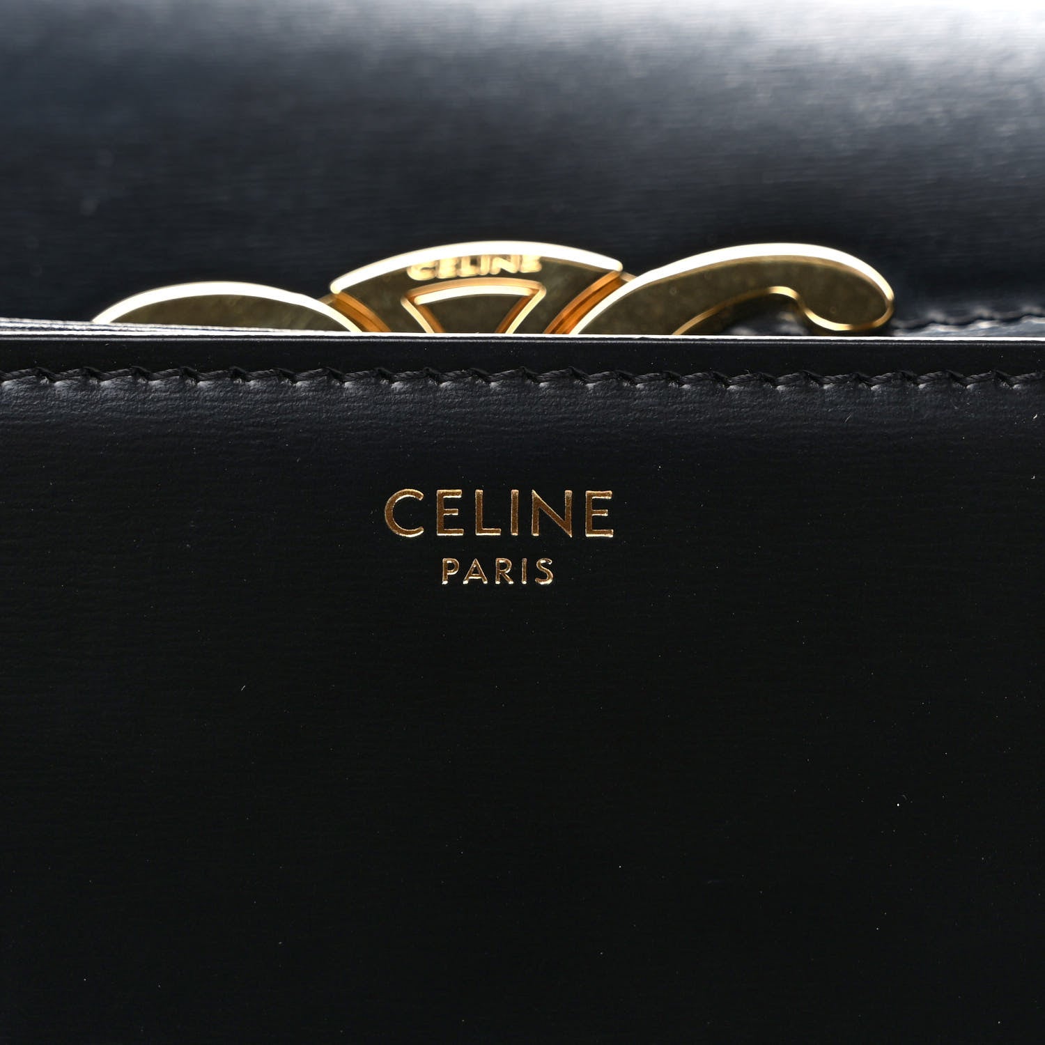 Celine Shiny Calfskin Medium Triomphe Black 6 of 8