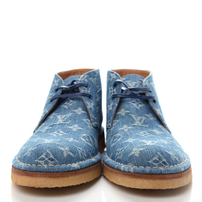 Louis Vuitton Monogram Denim Mens High-Derby Boots 7 Blue 2 of 12