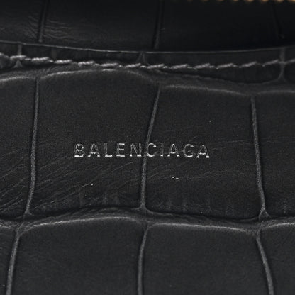 Balenciaga Shiny Supple Calfskin Crocodile Embossed Neo Classic Gold Hardware Mini City Black 6 of 13
