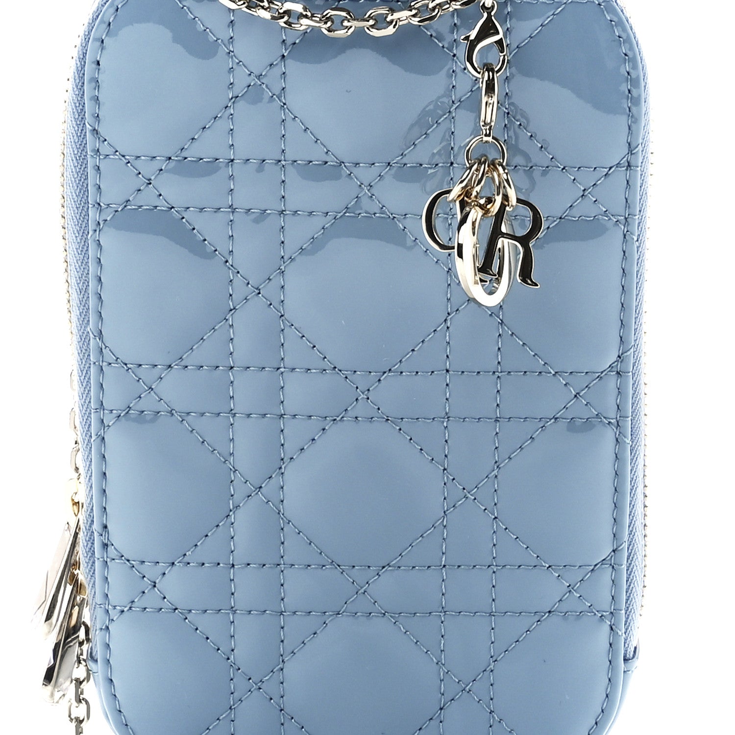 Christian Dior Patent Cannage Lady Dior Phone Holder Cloud Blue 8 of 12
