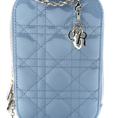 Christian Dior Patent Cannage Lady Dior Phone Holder Cloud Blue 8 of 12