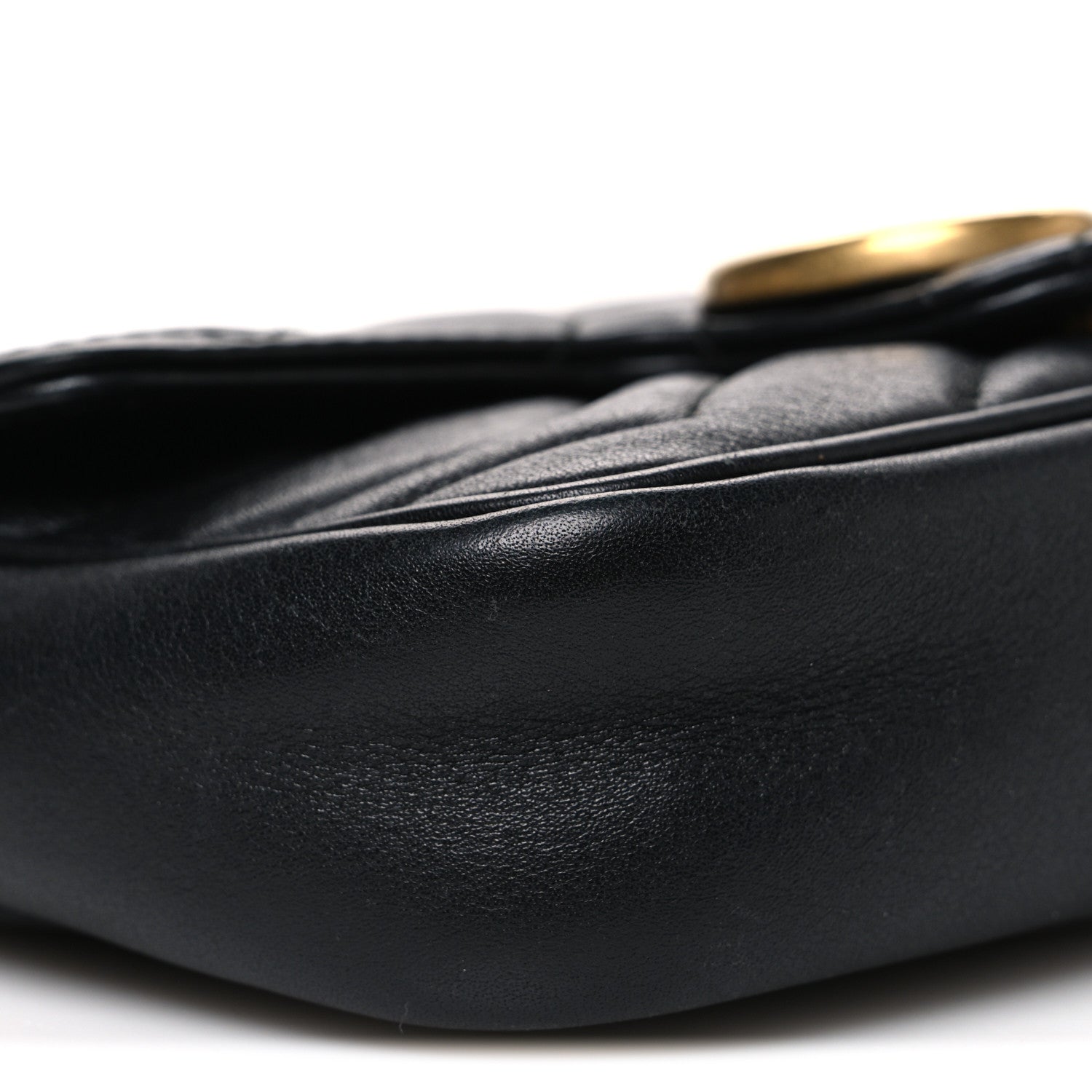 Gucci Calfskin Matelasse Super Mini GG Marmont Shoulder Bag Black 9 of 11