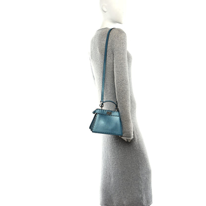 Fendi Metallic Cuoio Roma Sellerissima Nappa Sintetica Tape Stitch Petite Peekaboo I SEE U Iconic Satchel Placca Argento 2 of 9