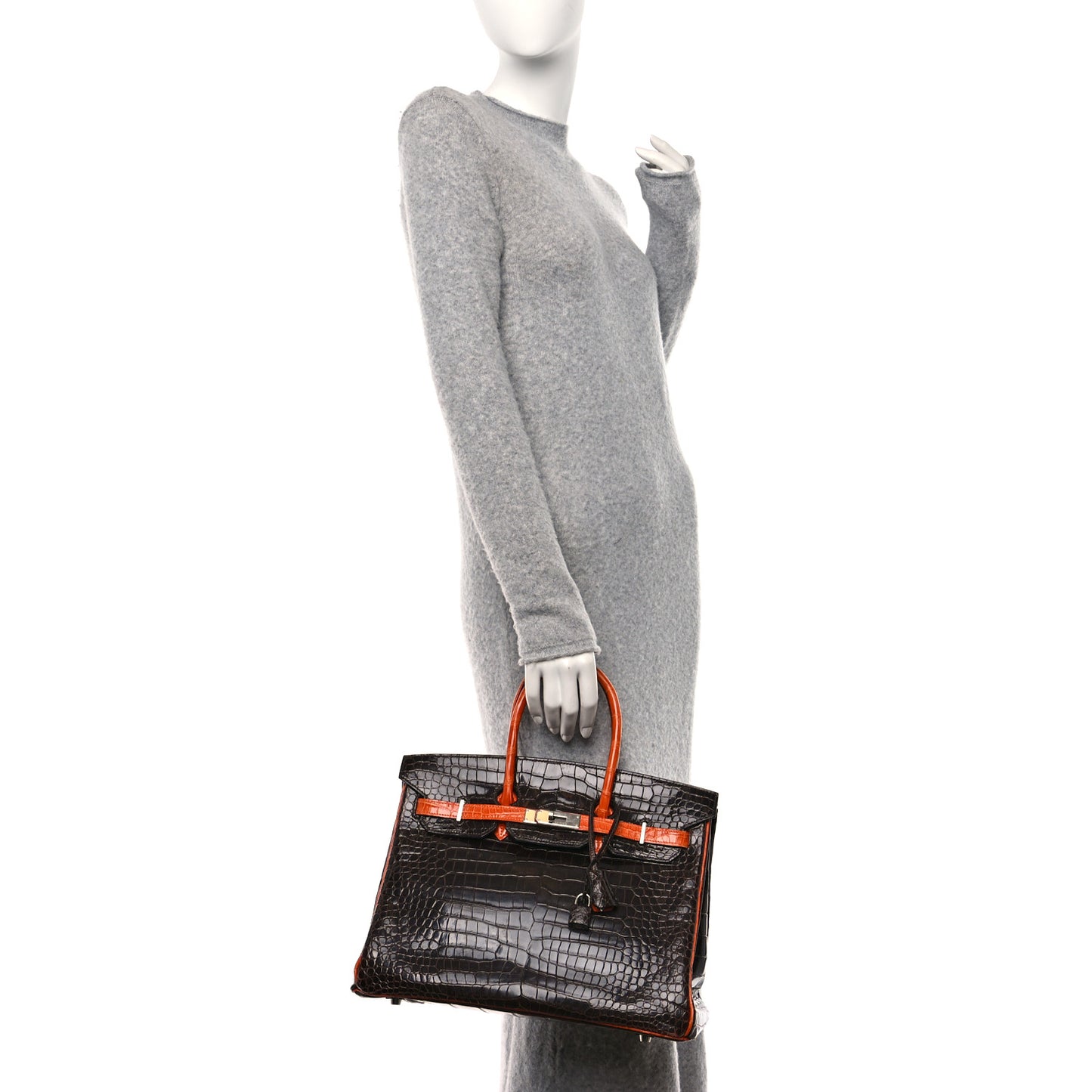 Shiny Porosus Crocodile Birkin 35 Havane Orange