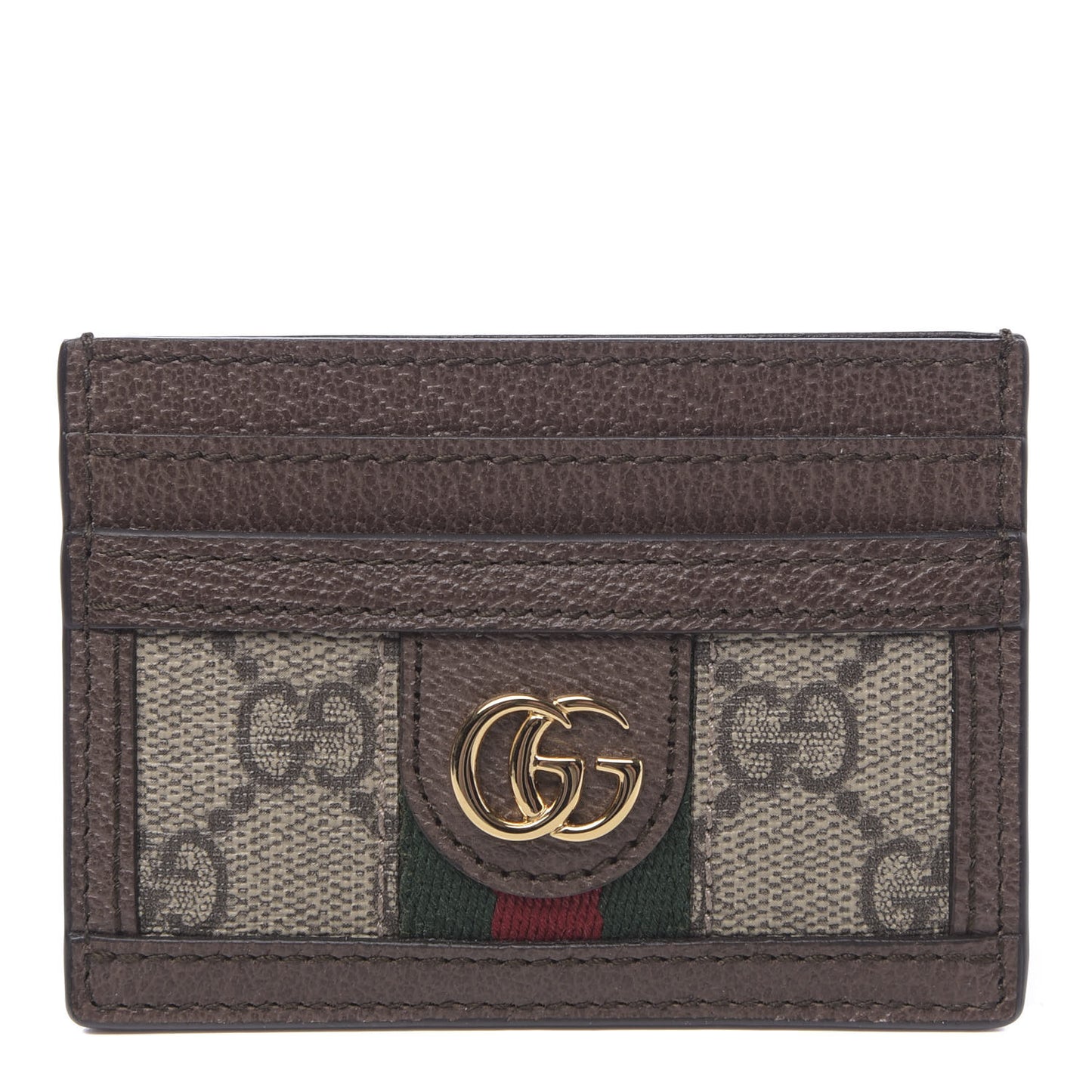 GG Supreme Monogram Ophidia Card Holder Brown