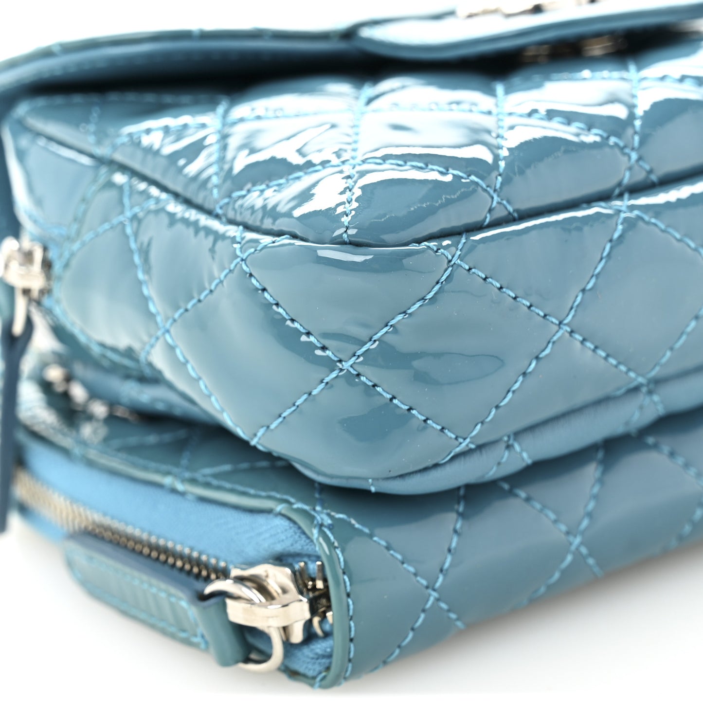 Patent Brilliant Mini Flap WOC Bag Blue