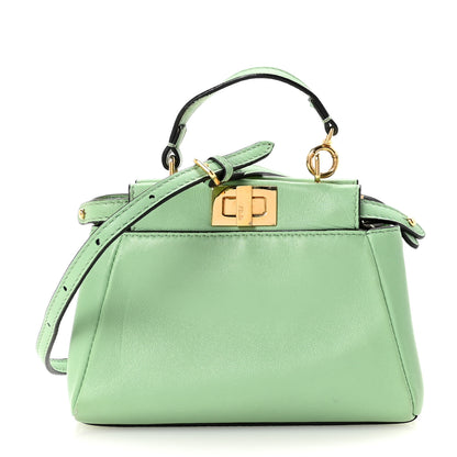 Fendi Shiny Nappa Micro Peekaboo Iconic Satchel Verde Acqua 1 of 9