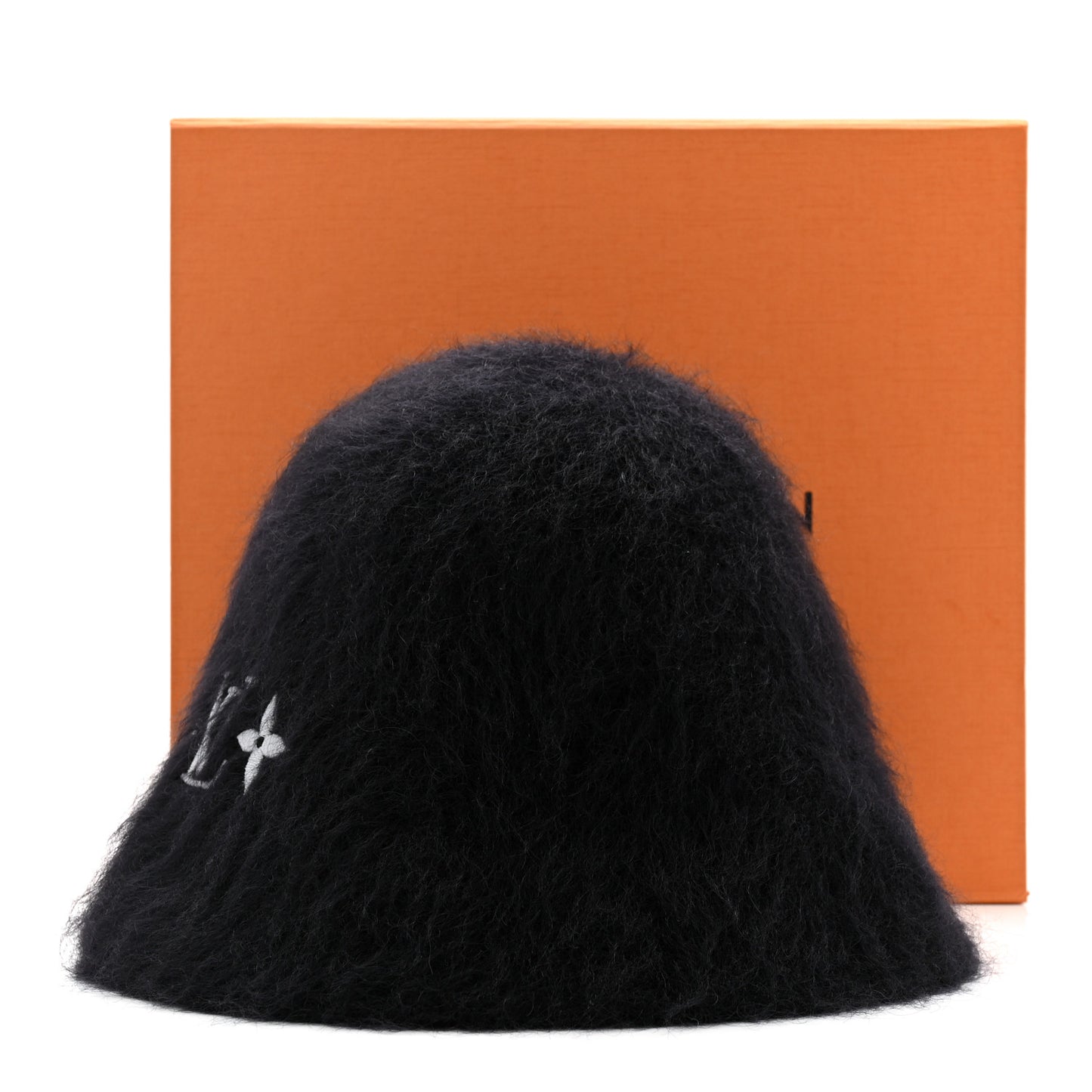 Mohair Wool LV Fluffy Hat Black