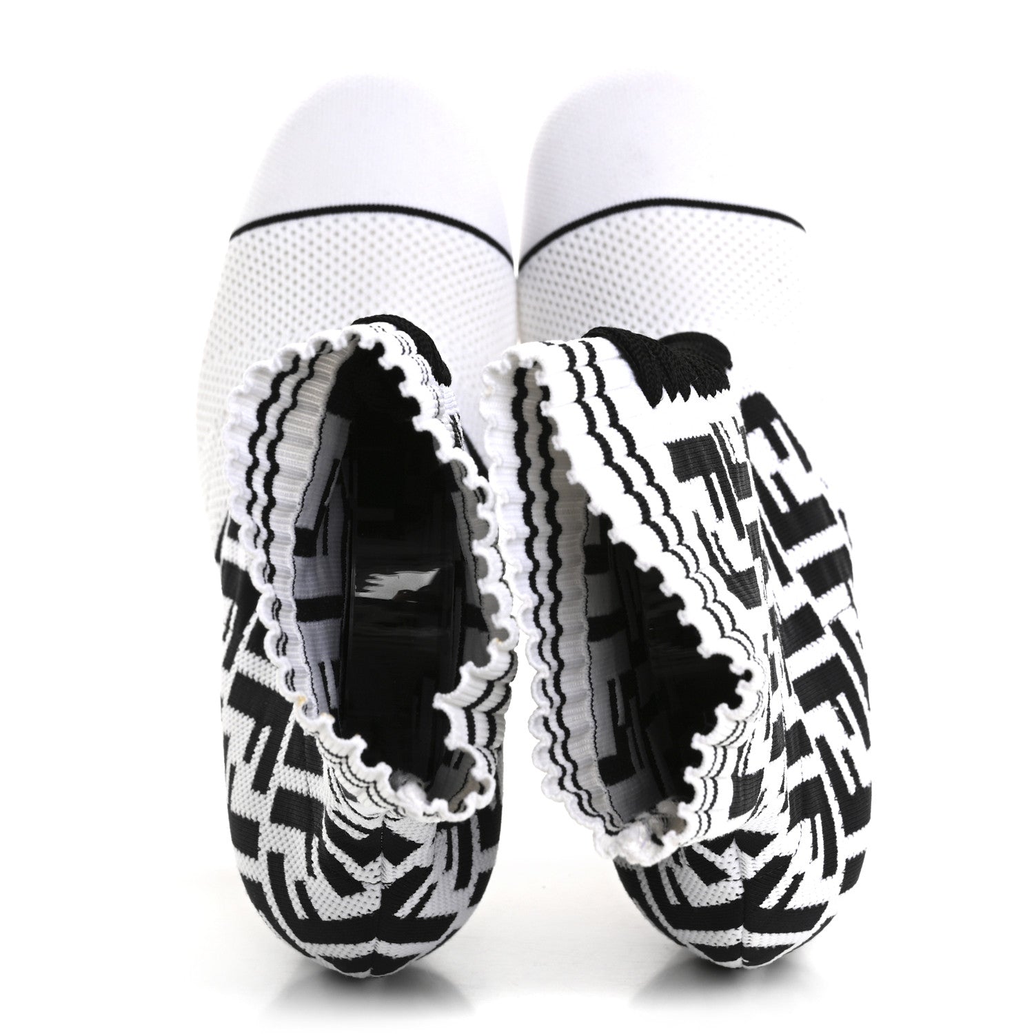 Fendi Stretch Fabric Knit FF Sock Booties  36 Black White 2 of 8
