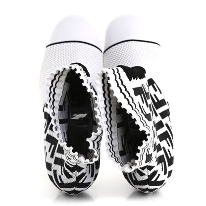Fendi Stretch Fabric Knit FF Sock Booties  36 Black White 2 of 8