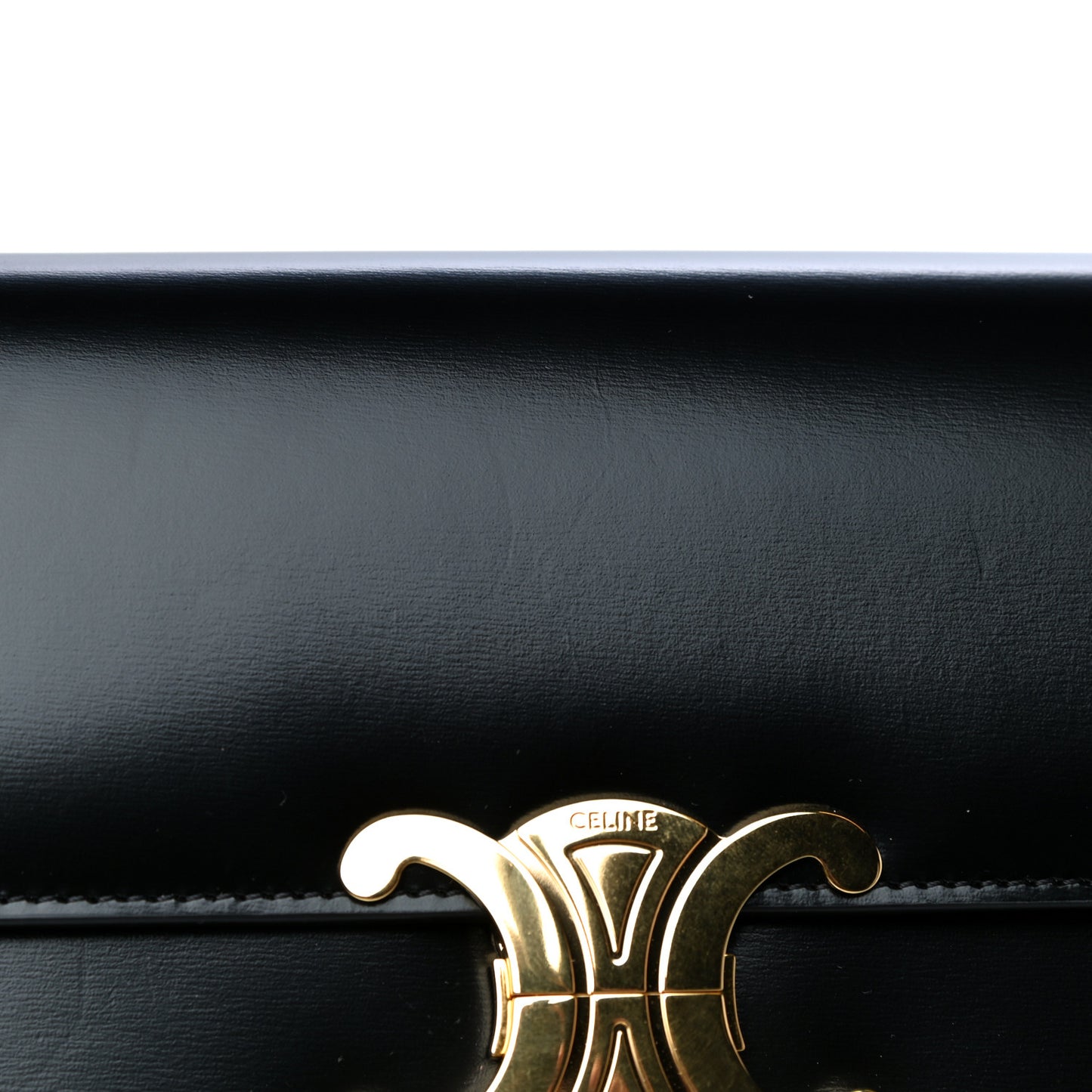 Shiny Calfskin Triomphe Chain Bag Black