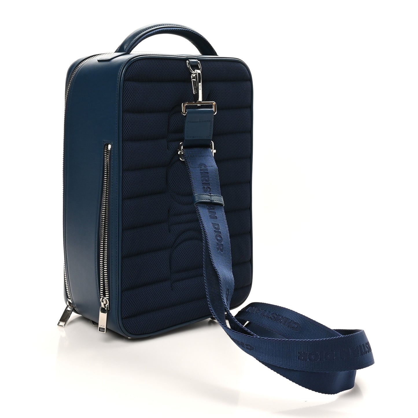 Calfskin Perforated Oblique Galaxy Marsupio World Tour Pelle Sling Navy Blue