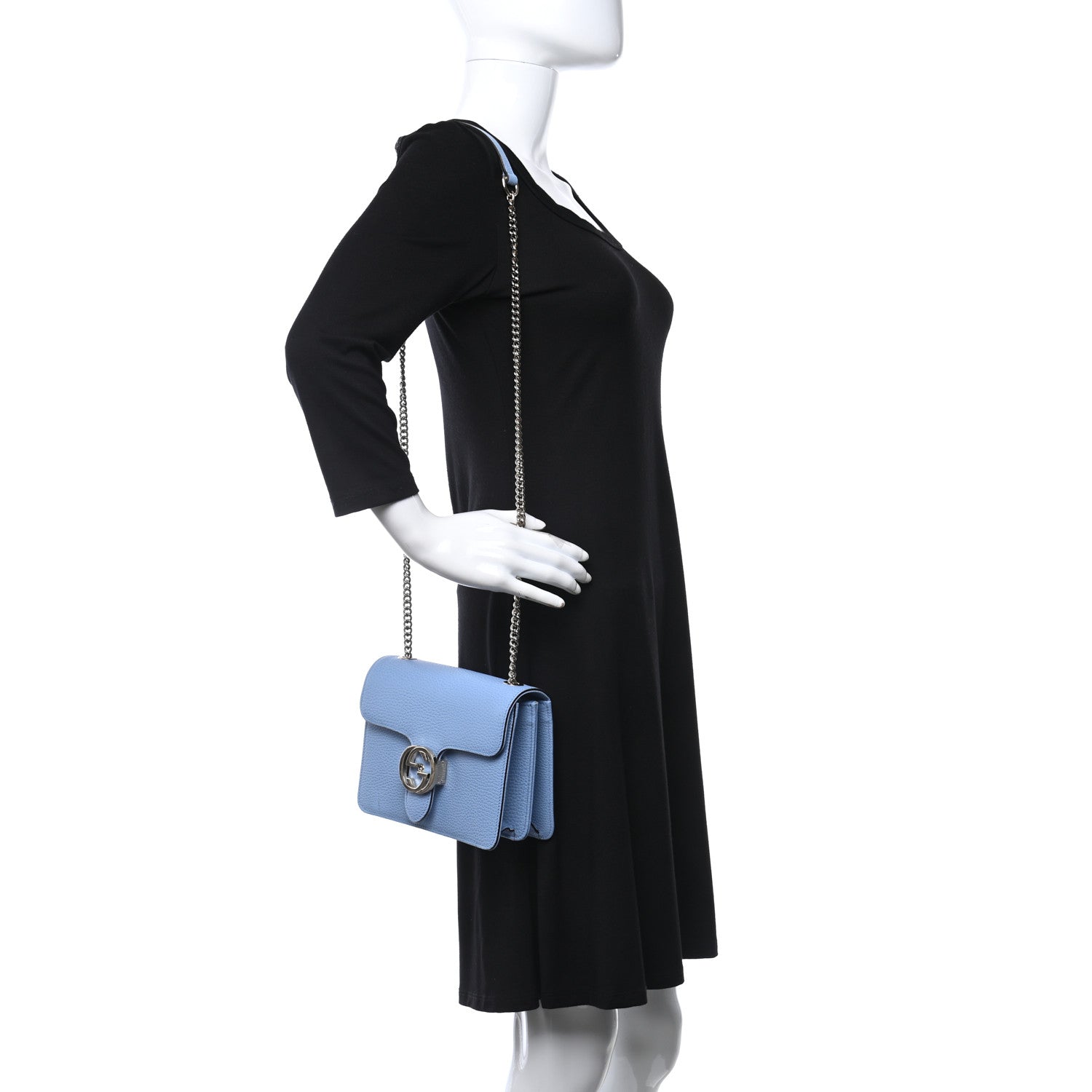Gucci Dollar Calfskin Small Interlocking G Shoulder Bag Mineral Blue 2 of 9
