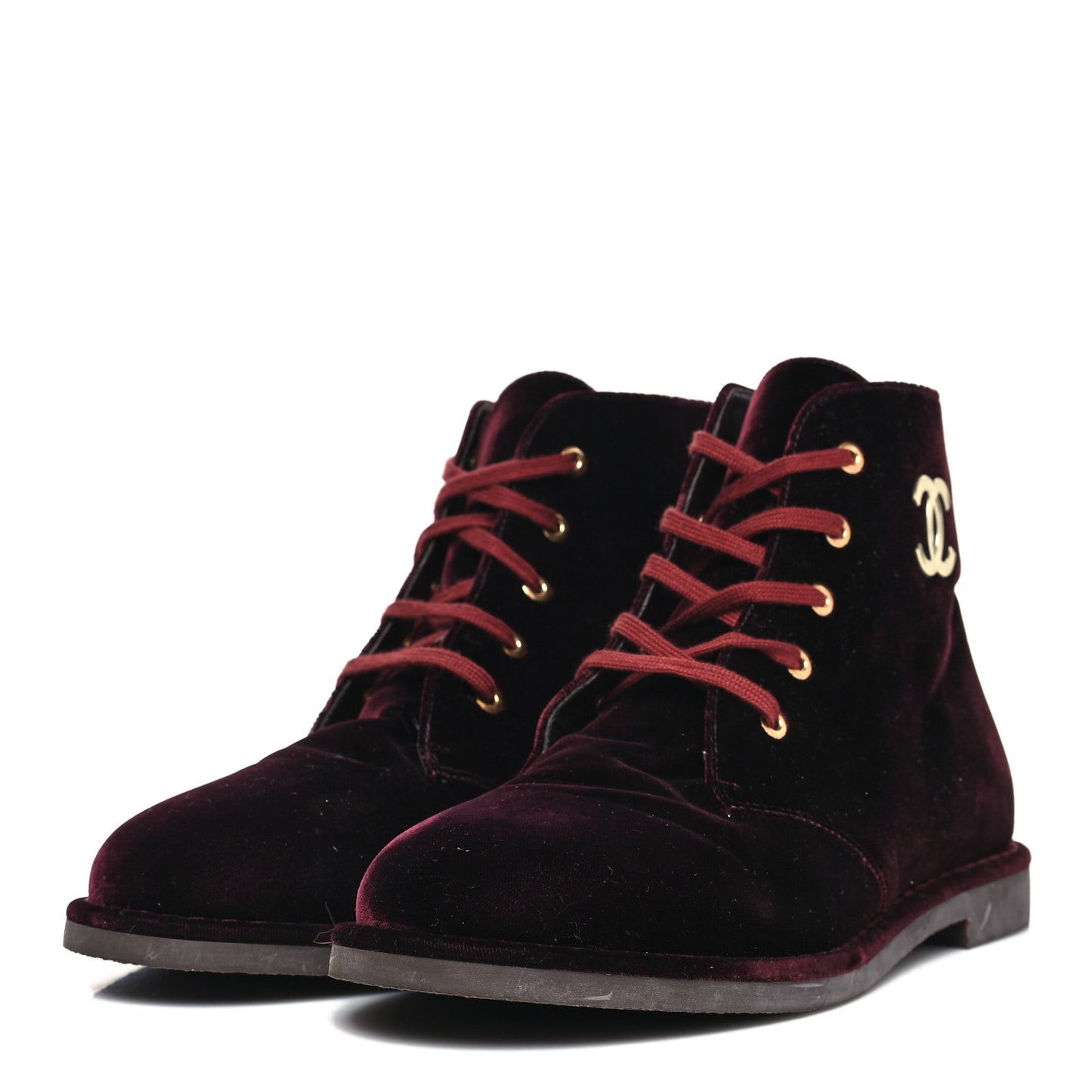 Velvet CC Lace Up Boots 41.5 Burgundy