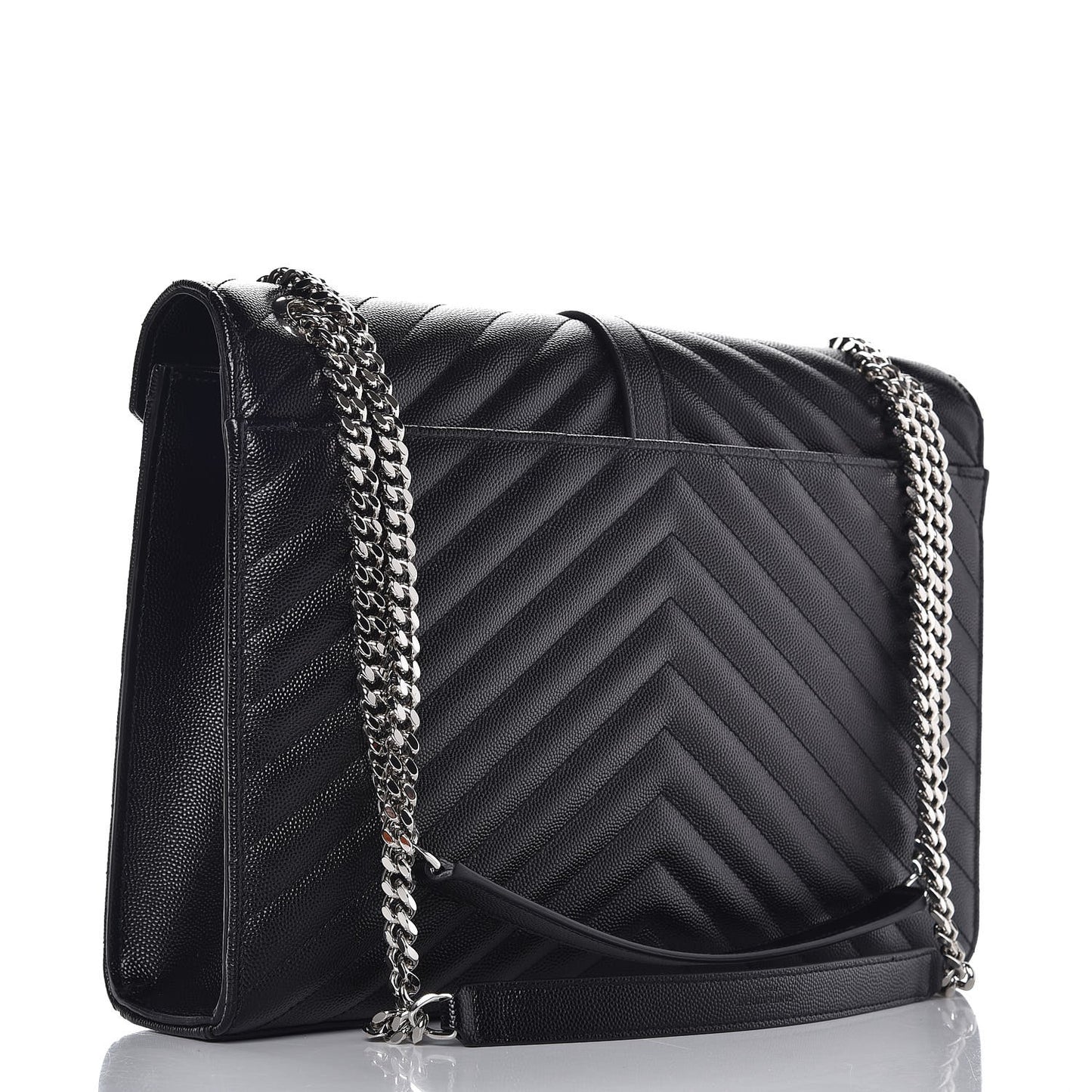 Grain De Poudre Matelasse Chevron Large Monogram Satchel Black