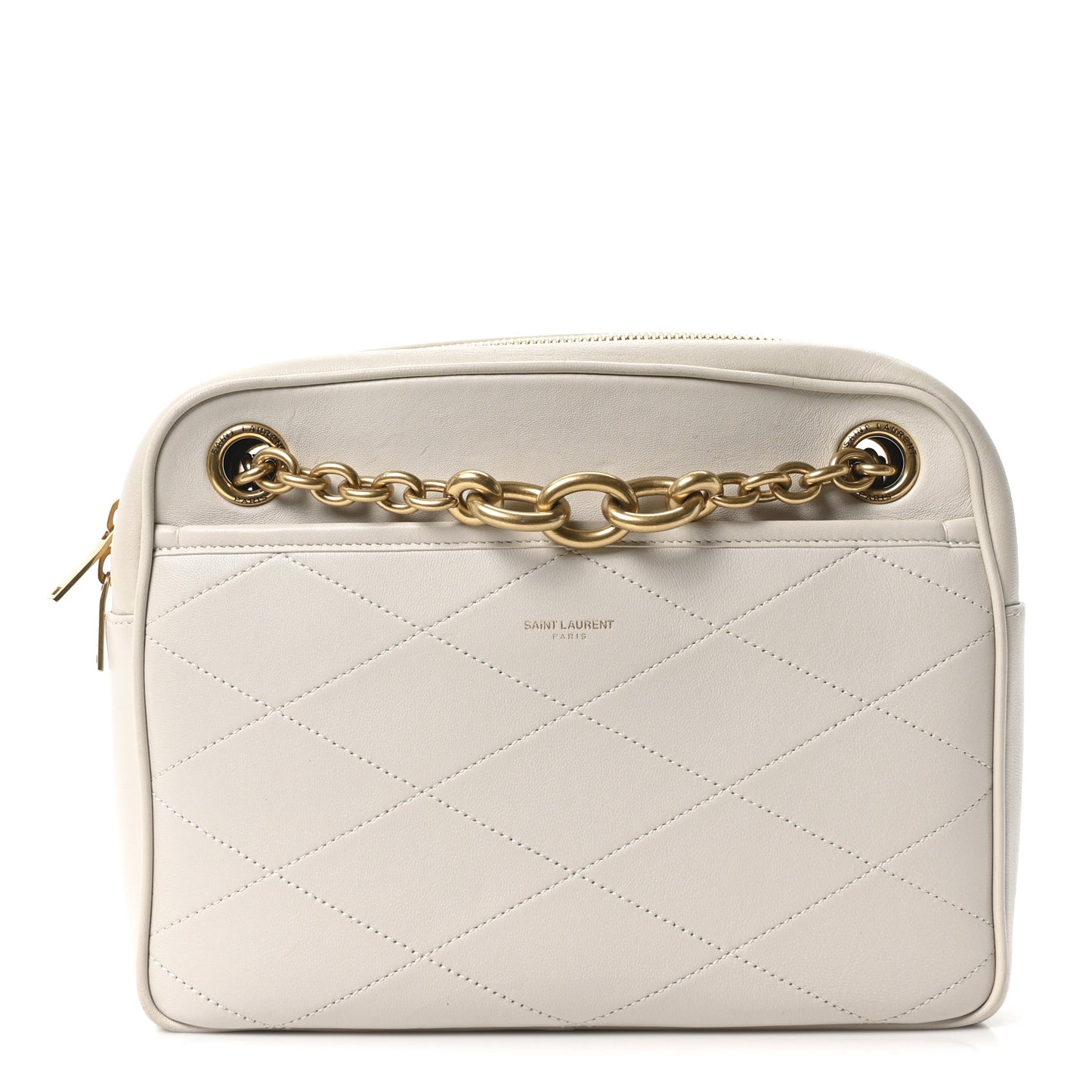 Lambskin Quilted Le Maillon Chain Strap Crossbody Crema Soft