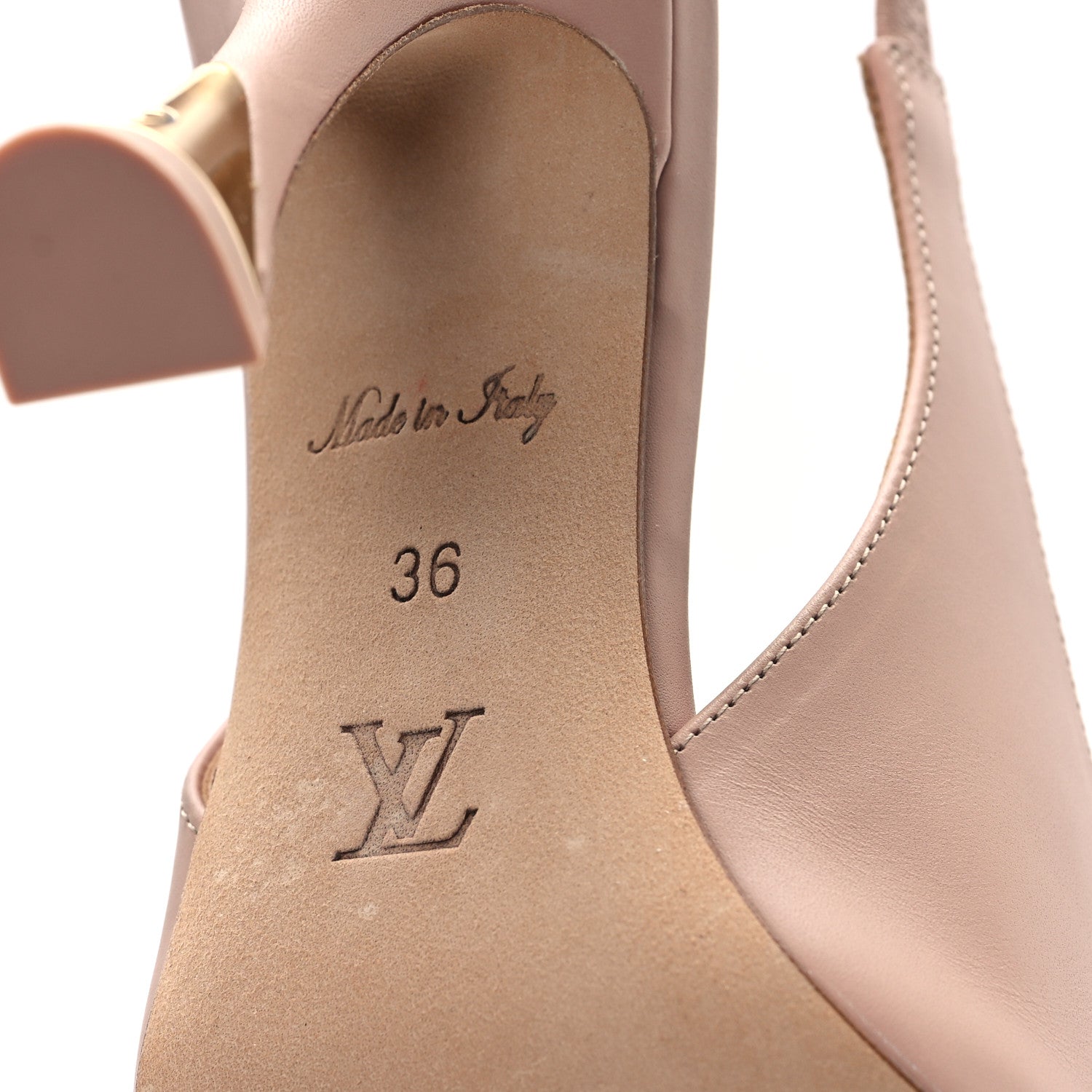 Louis Vuitton Calfskin Sparkle Slingback Pumps 36 Nude 7 of 10