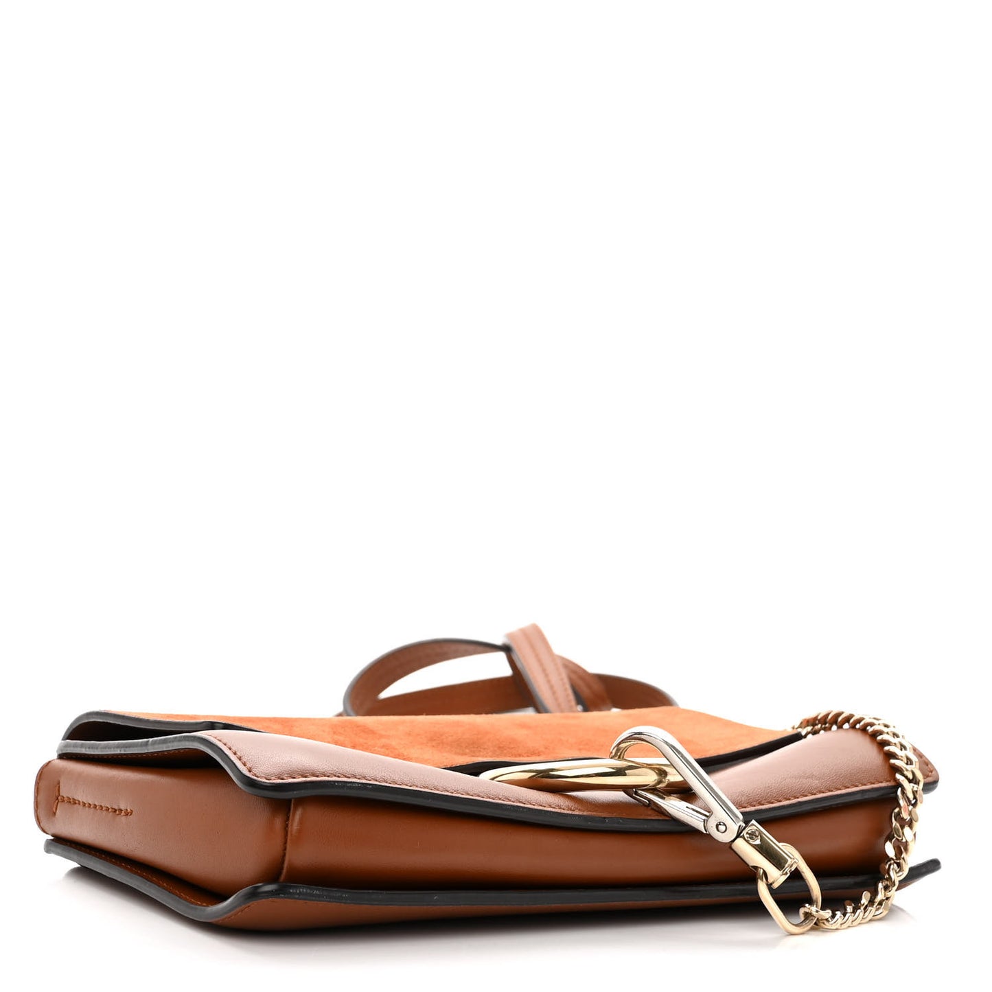 Suede Calfskin Small Faye Shoulder Bag Tobacco