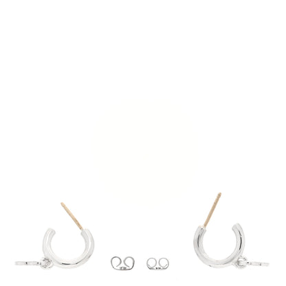 Tiffany Sterling Silver Diamond Mini Return To Tiffany Heart Hoop Earrings 3 of 4