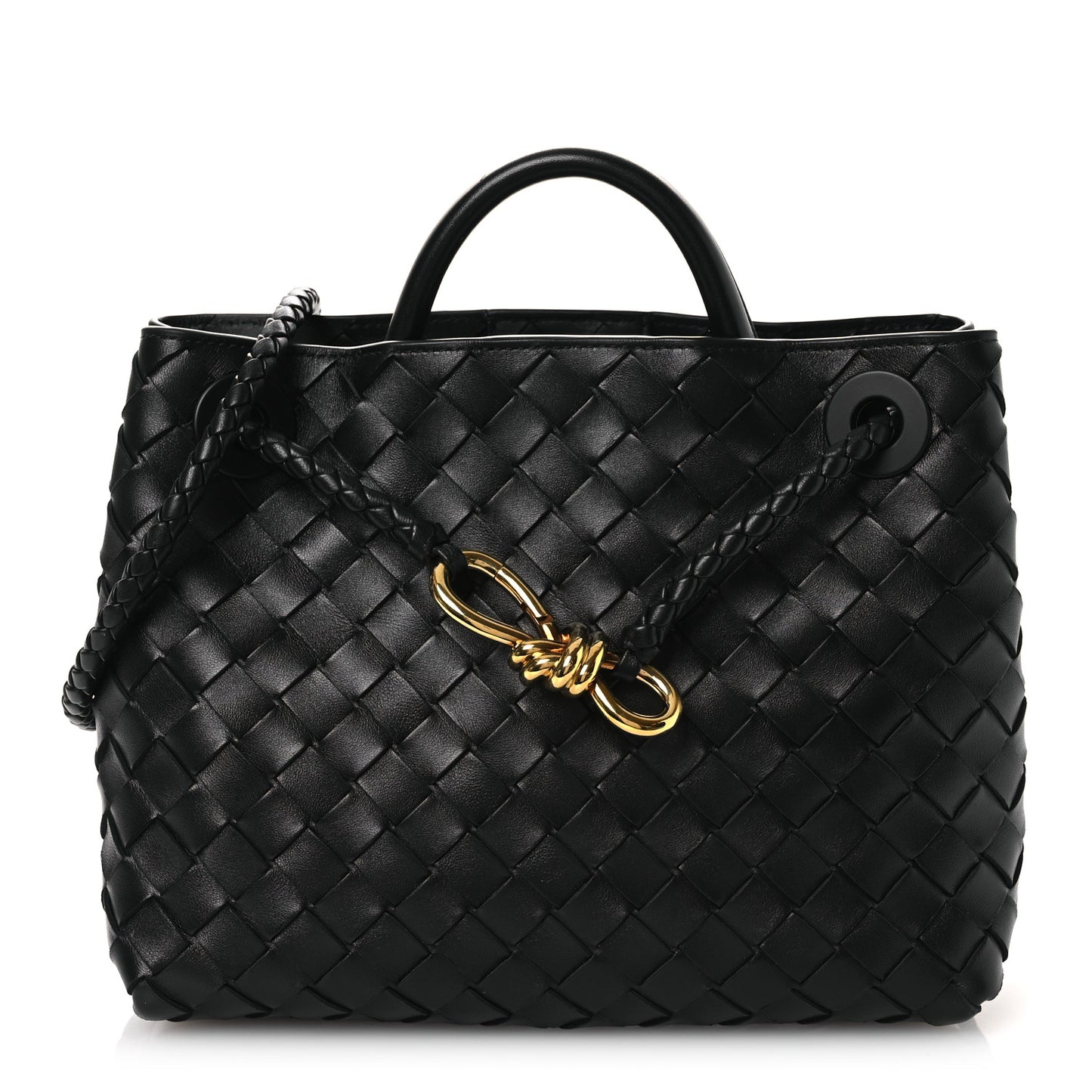 Nappa Intrecciato Small Andiamo Shoulder Bag Black