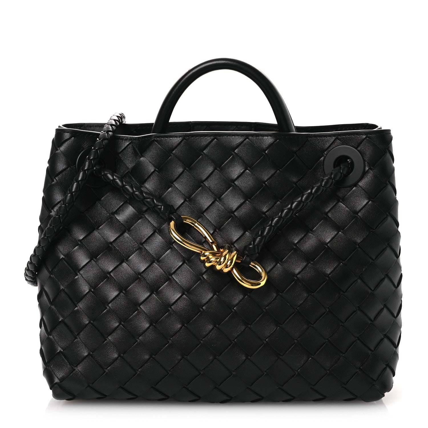 Bottega Veneta Nappa Intrecciato Small Andiamo Shoulder Bag Black 1 of 9