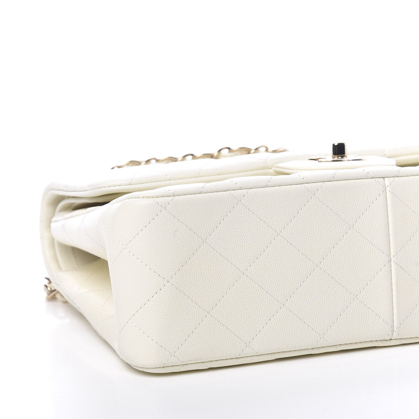 Caviar Quilted Jumbo Double Flap White