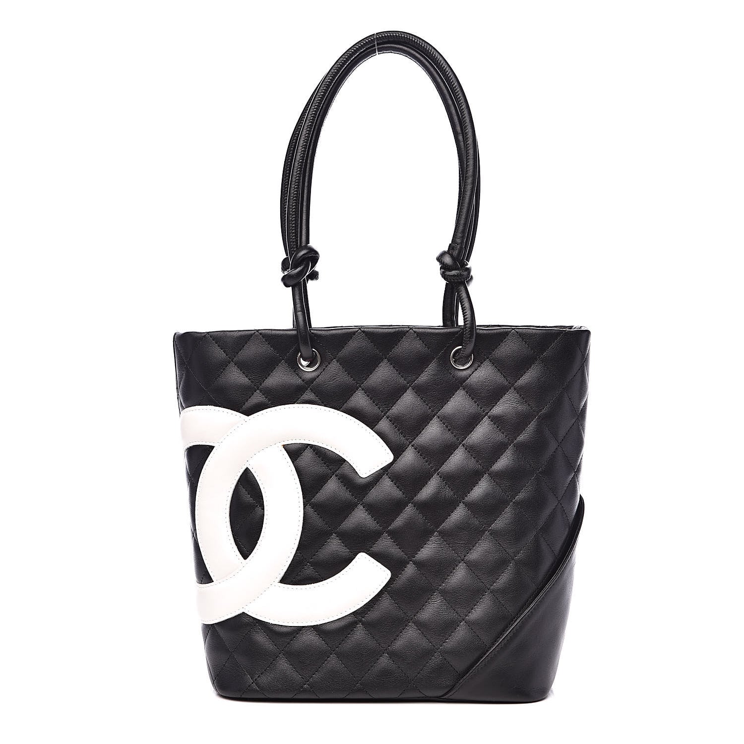 Chanel Calfskin Quilted Medium Cambon Tote Black White 1 of 13