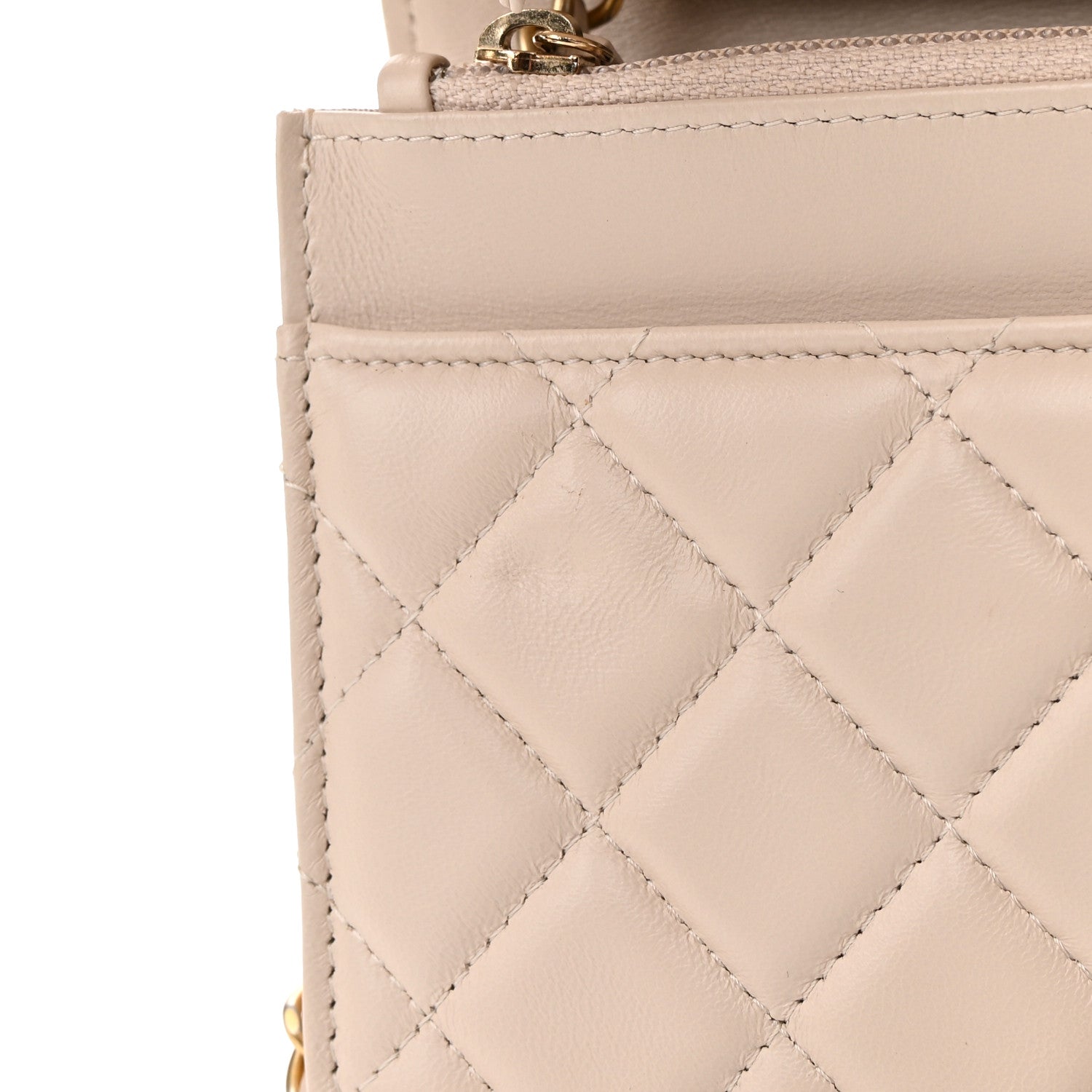 Chanel Lambskin Quilted Chain Around Wallet On Chain WOC Beige 12 of 13