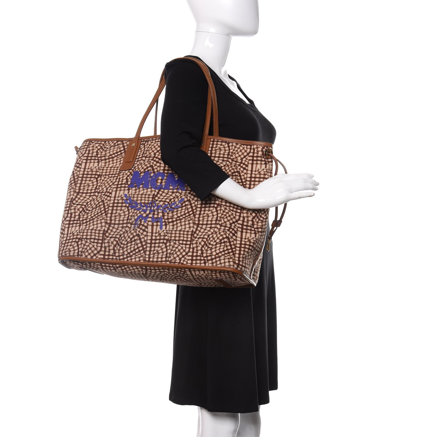 MCM Visetos Large Liz Reversible Shopper Tote Cognac 2 of 19