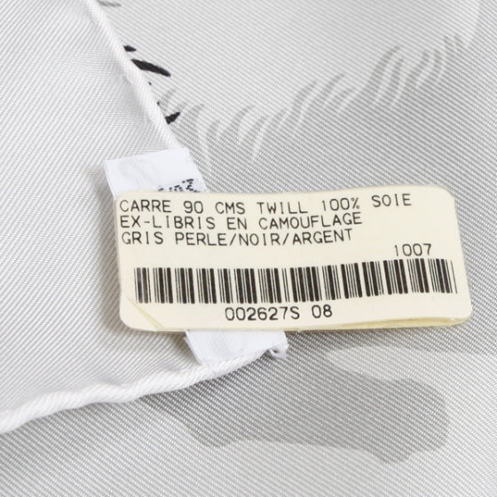 Hermes Silk Ex-Libris En Camouflage Scarf 90 Gris Perle 7 of 8