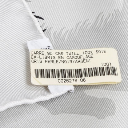Hermes Silk Ex-Libris En Camouflage Scarf 90 Gris Perle 7 of 8