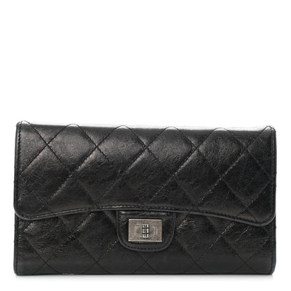 Chanel Glazed Calfskin Quilted Reissue Long Flap Wallet Black 1 of 12