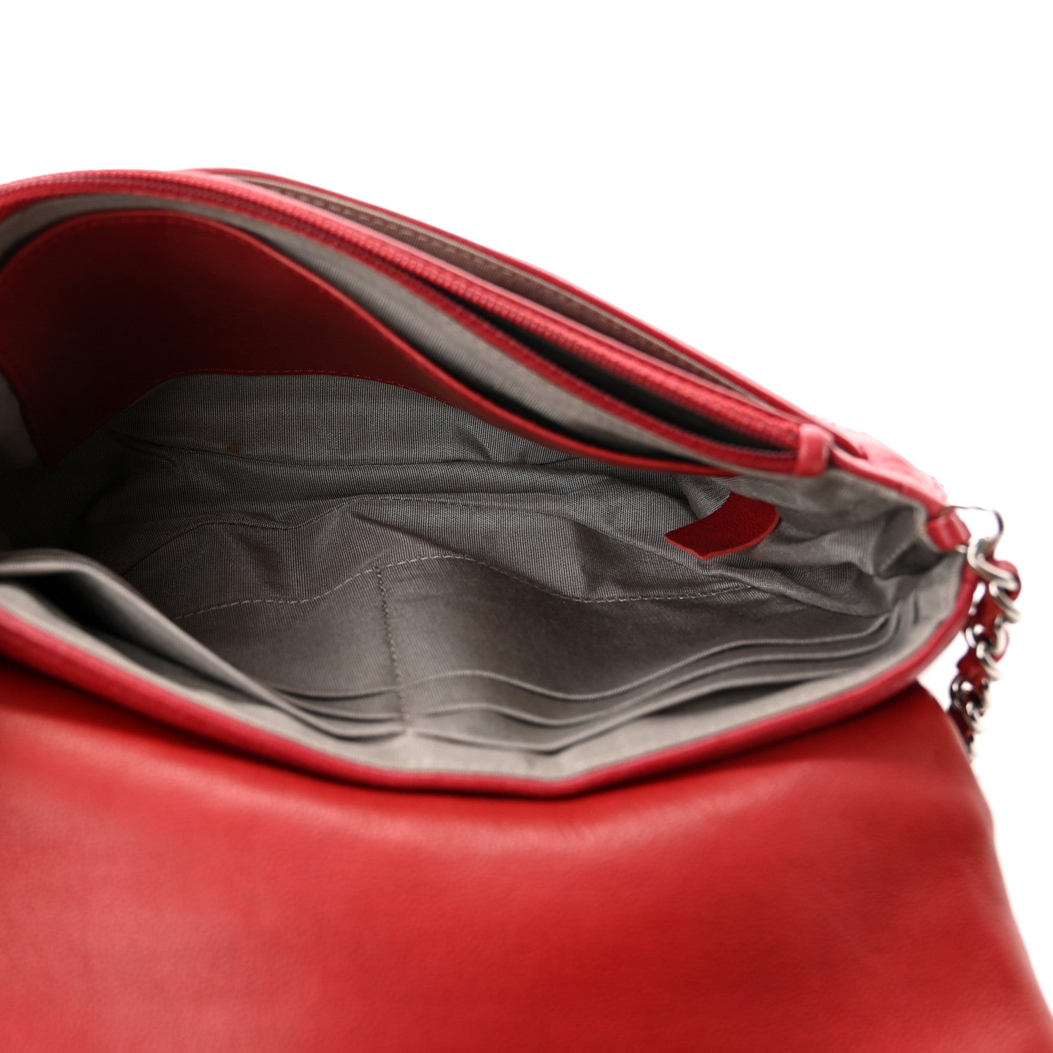 Chanel Lambskin Half Moon Wallet On Chain WOC Red 5 of 11